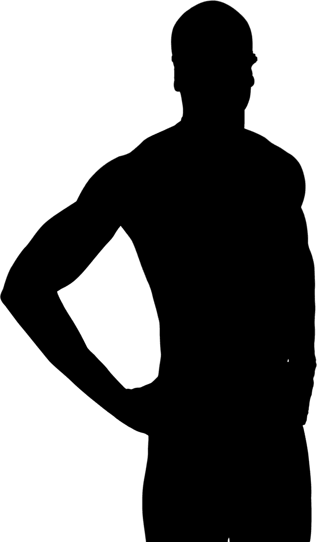 Silhouette of Sportsman on Transparent Background with Hands on Hips