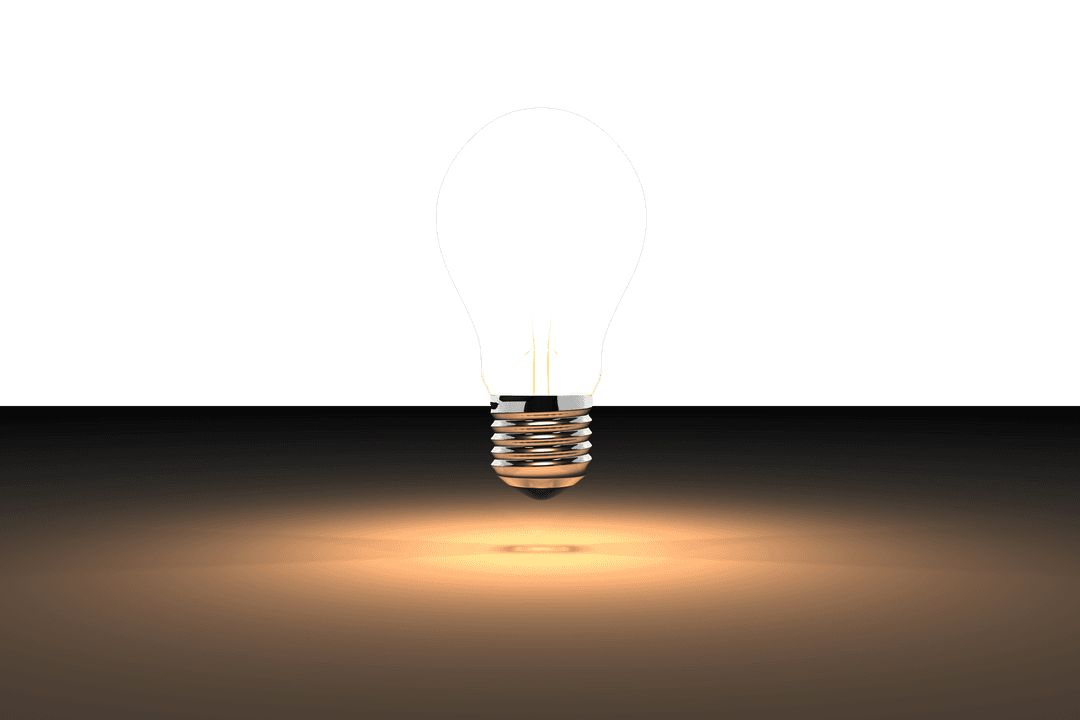 Glowing Light Bulb on Transparent Background for Creative Concepts