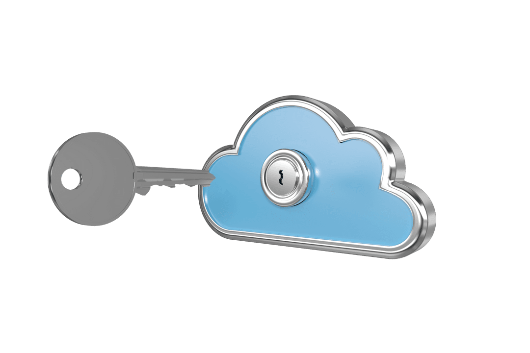 Transparent Cloud Lock with Key Illustration