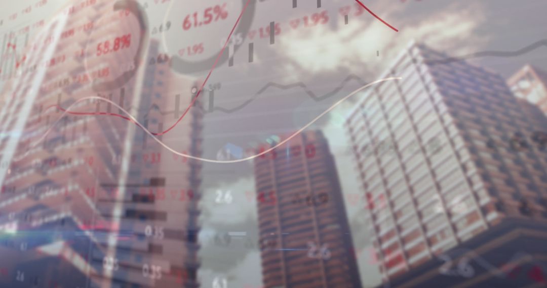 Futuristic Finance Hub with Data and Skyscrapers