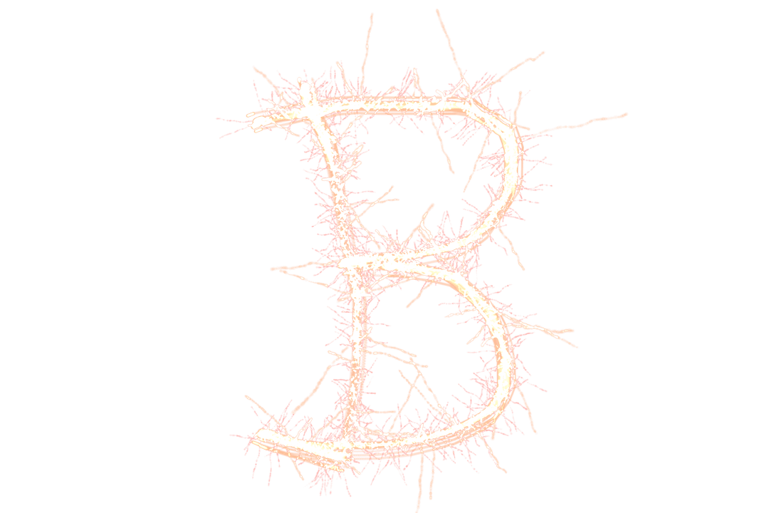 Sparkling Letter B on Transparent Background