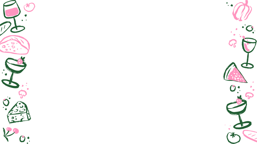 Transparent Food and Drink Doodle Frame with Pizza and Wine