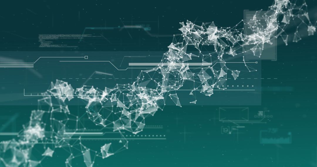 Abstract DNA Strand with Digital Data Elements on Blue Background