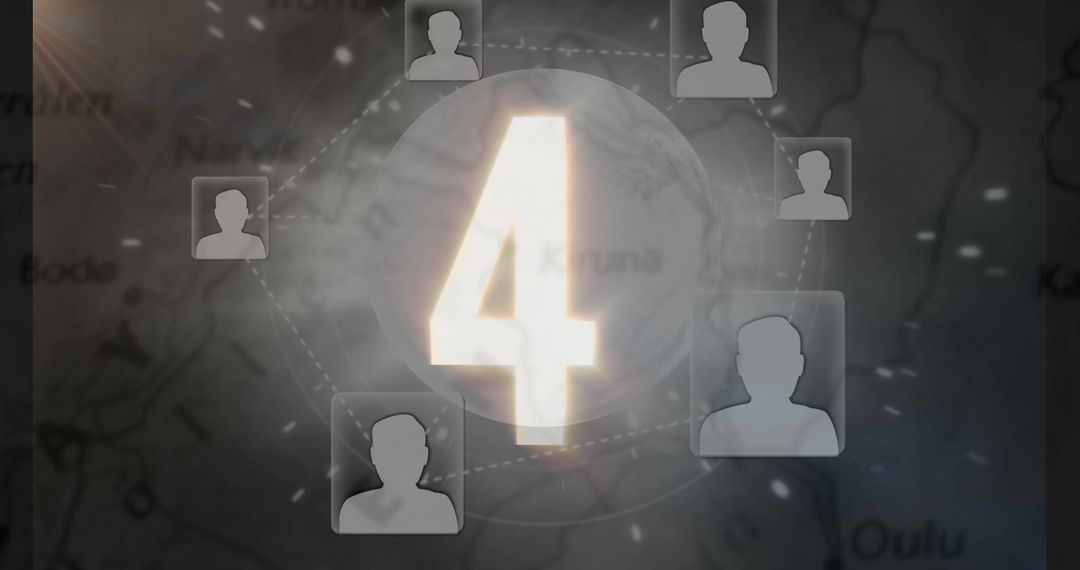 Glowing Number Four in Digital Network Interface