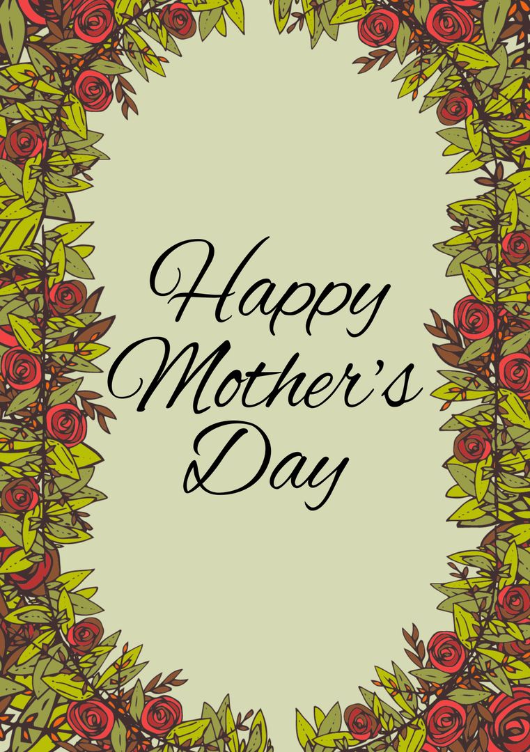 Mother's Day Card with Floral Border Design