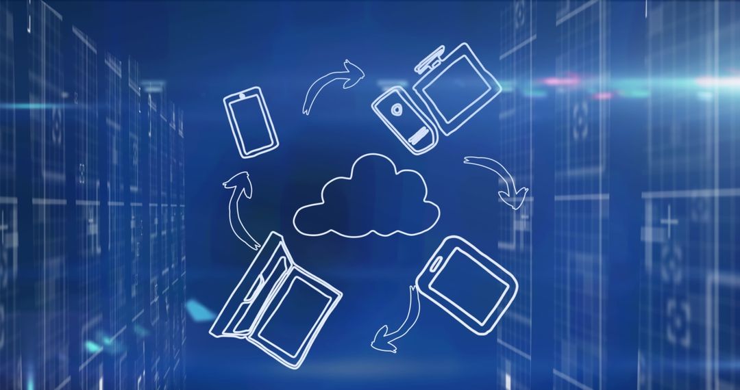 Cloud Computing and Digital Device Connectivity Illustration