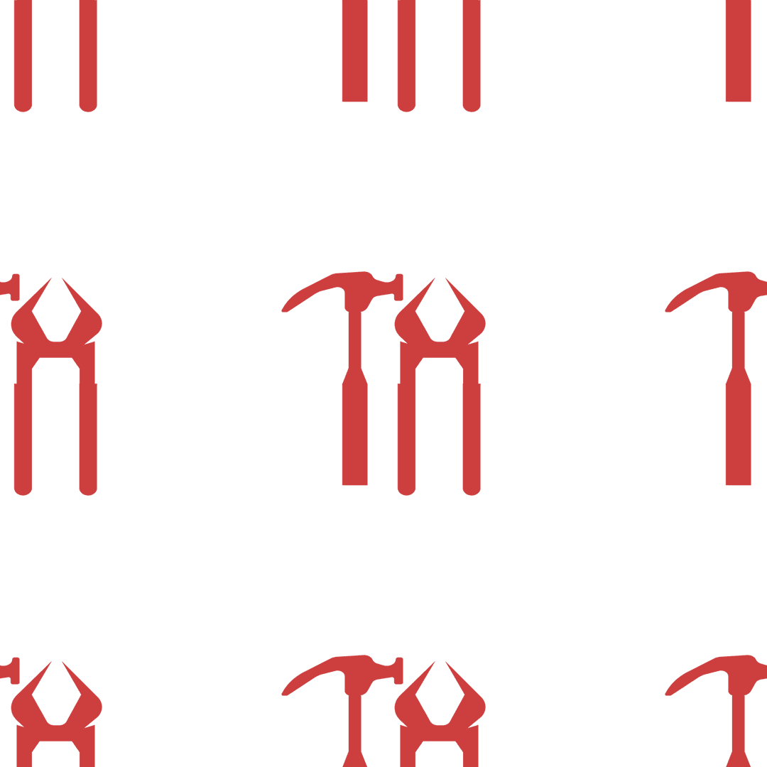 Seamless Red Hammer and Pincer Pattern on Transparent Background