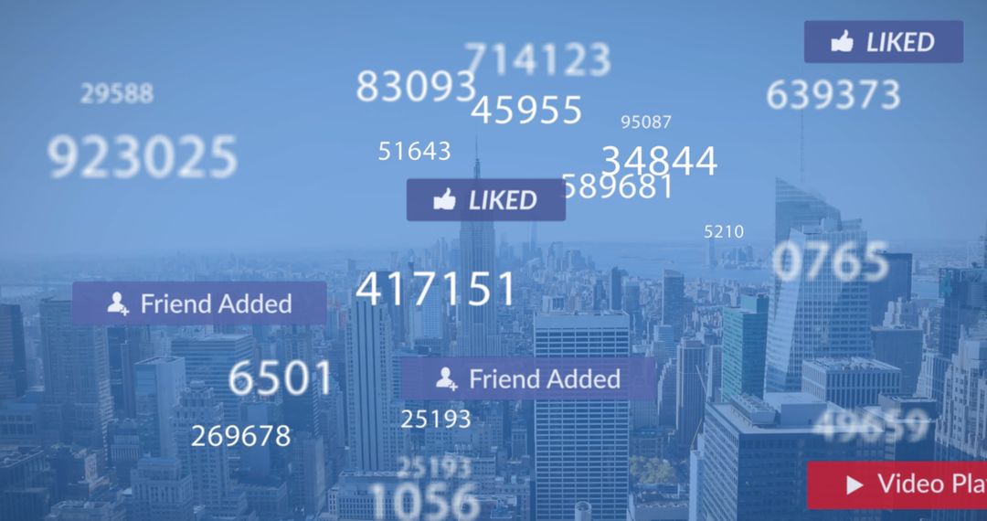 Social Media Metrics Overlay on Urban Skyline