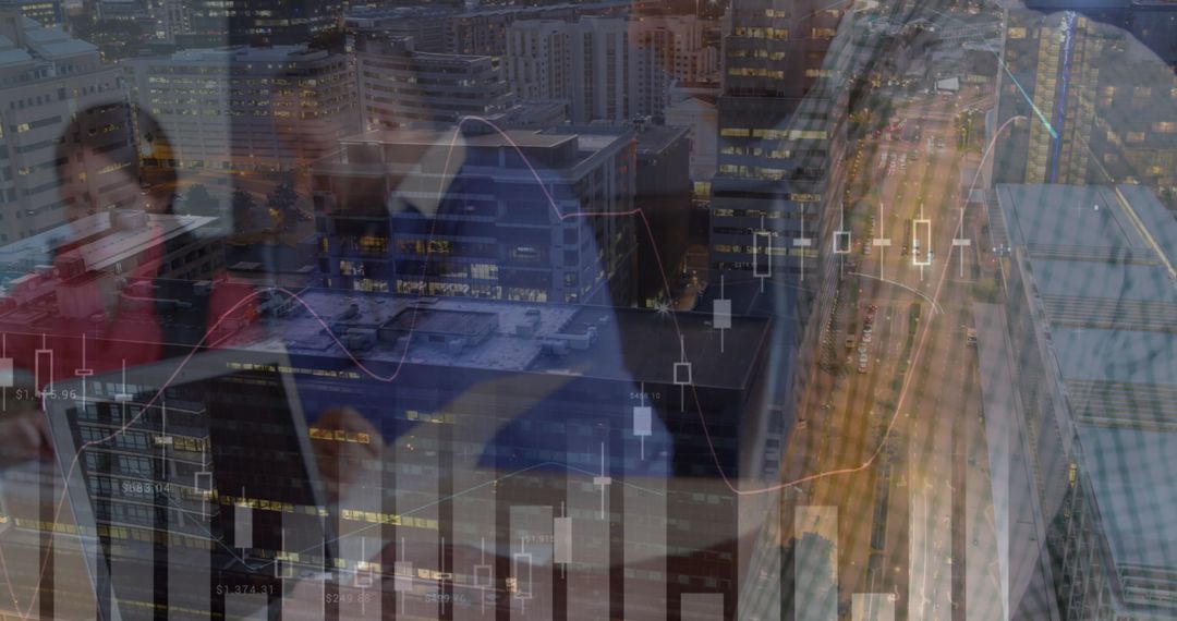 Business Team Analyzing Financial Graphs in Urban Office