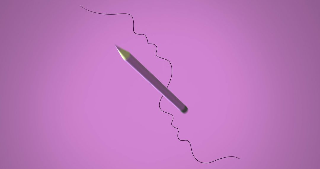 Pencil Moving with Lines on Pink Background