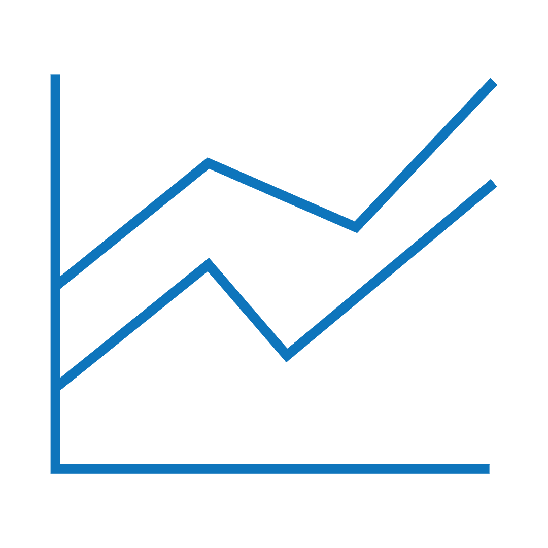 Simple Blue Line Chart on Transparent Background