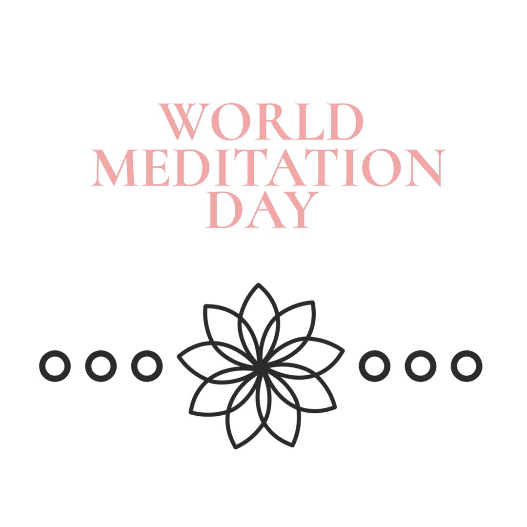 World Meditation Day Text with Floral Pattern on White Background - Download Free Stock Templates Pikwizard.com