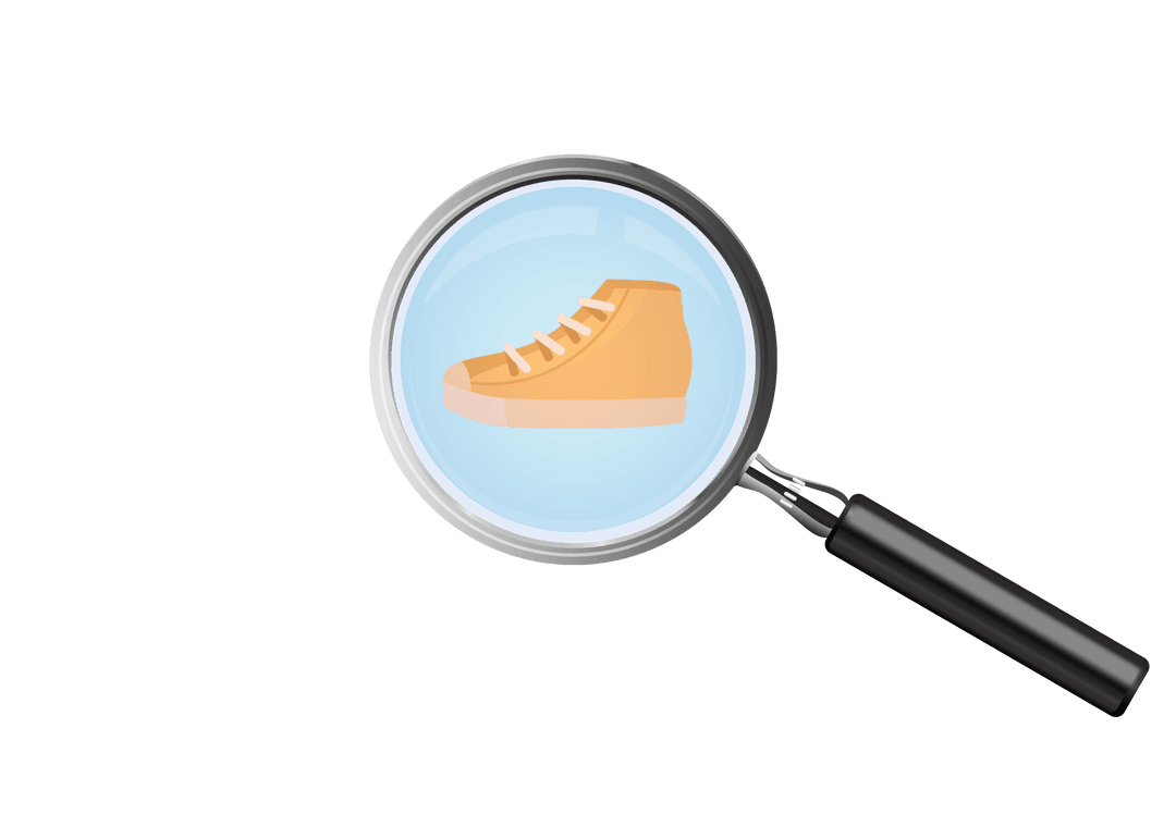 Transparent Magnifying Glass Focusing on Shoe Concept