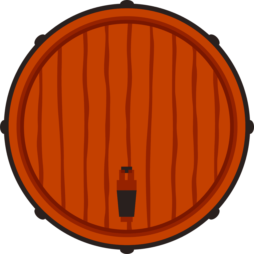 Transparent Top View of Wooden Barrel Craft Design with Spigot