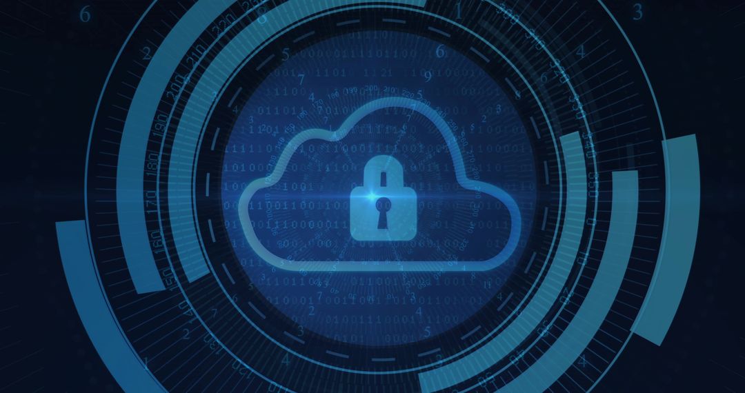 Cybersecurity Protection with Lock Symbol on Digital Cloud Interface