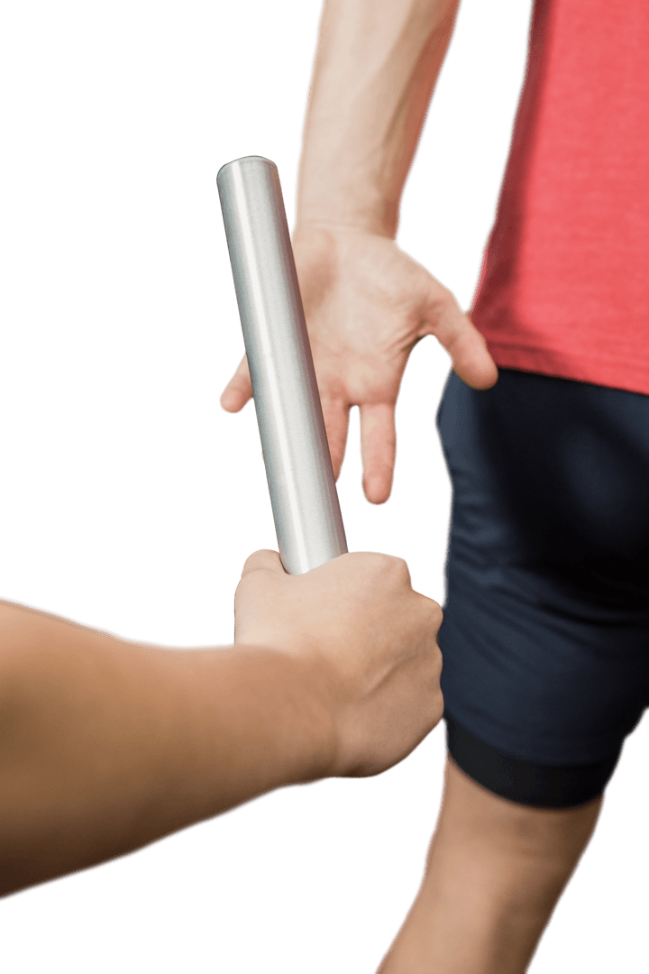 Transparent Athlete Passing Baton in Relay Race
