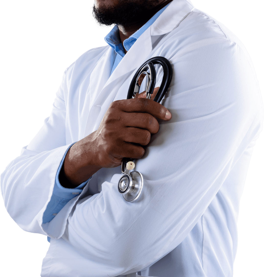 Transparent Mid Section African American Doctor with Stethoscope