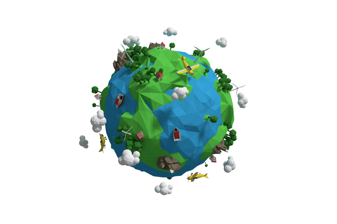 Colorful Transparent Globe Illustration with Nature Elements