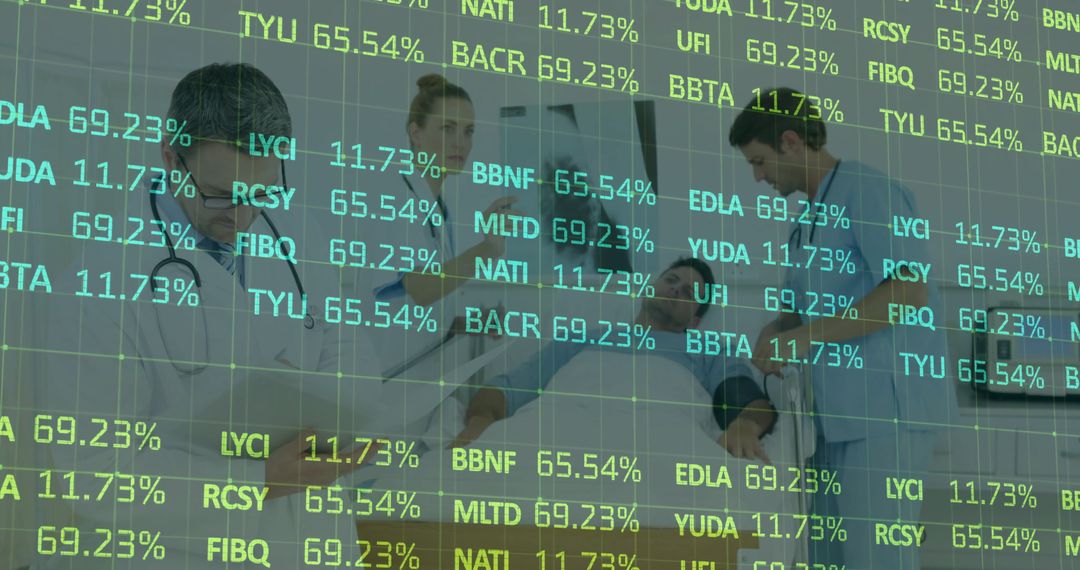 Medical Team Analyzing Data with Technological Integration