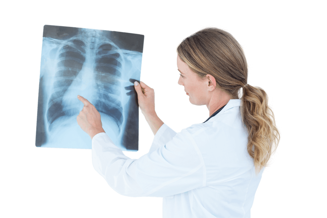 Doctor Analyzing X-Ray on Transparent Background