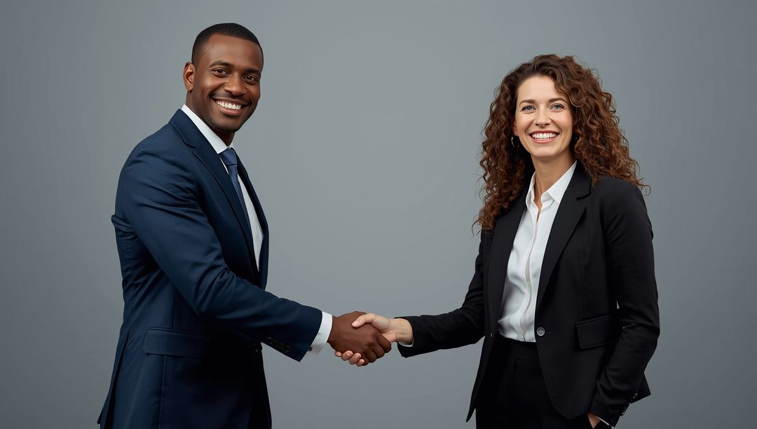 Professional Business Partners Shaking Hands in Formal Attire