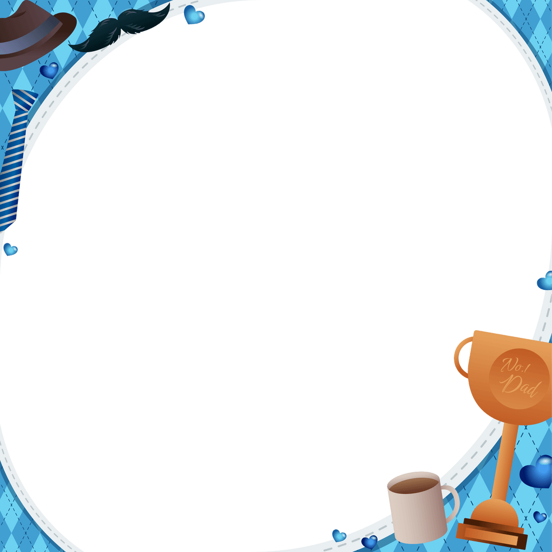 Transparent Father's Day Frame with Trophy and Gifts