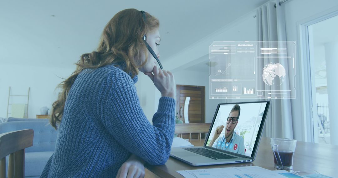 Remote Work Concept with Woman in Virtual Video Call at Home