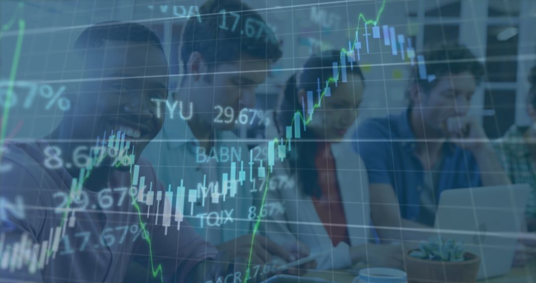 Collaborative Business Team Working with Financial Data Trends