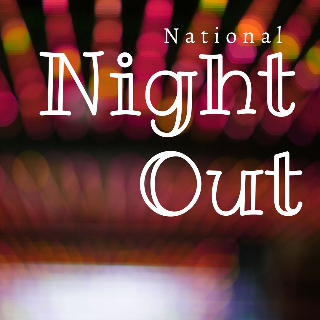 National Night Out Text with Colorful Bokeh Background