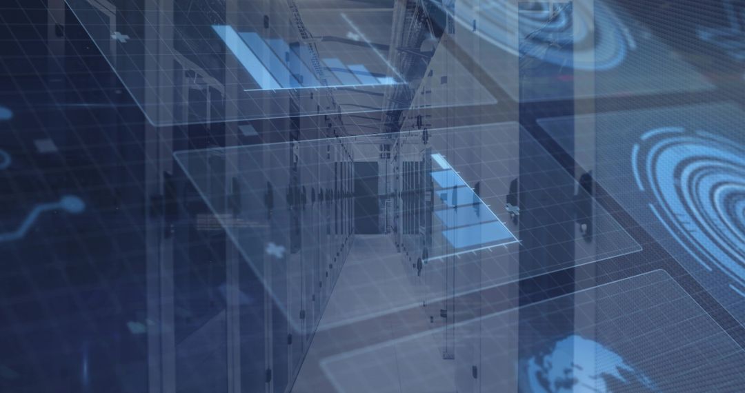 Futuristic Data Center with Holographic Display