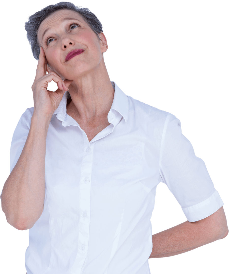 Thoughtful Caucasian Woman Considering Ideas Transparent Background