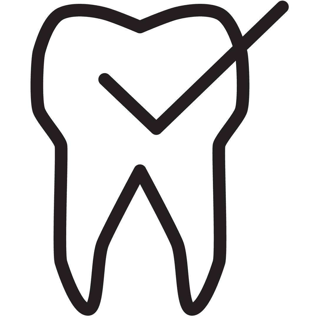Transparent Vector Illustration of Check Mark Tooth Icon