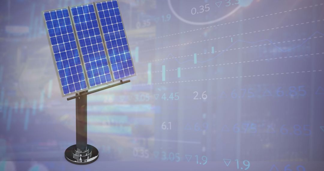 Solar Panel Array with Futuristic Financial Interface