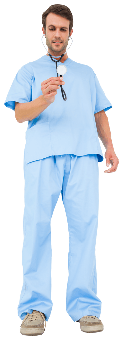 Doctor Using Stethoscope on Transparent Background