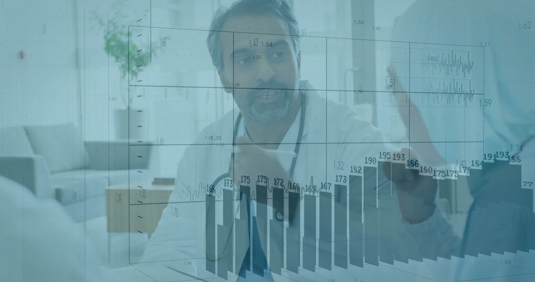 Medical Professionals Analyzing Overlayed Digital Charts