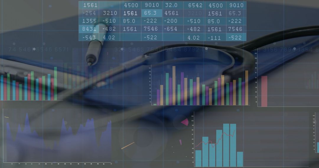 Stethoscope and Data Displays Merging Healthcare with Analytics