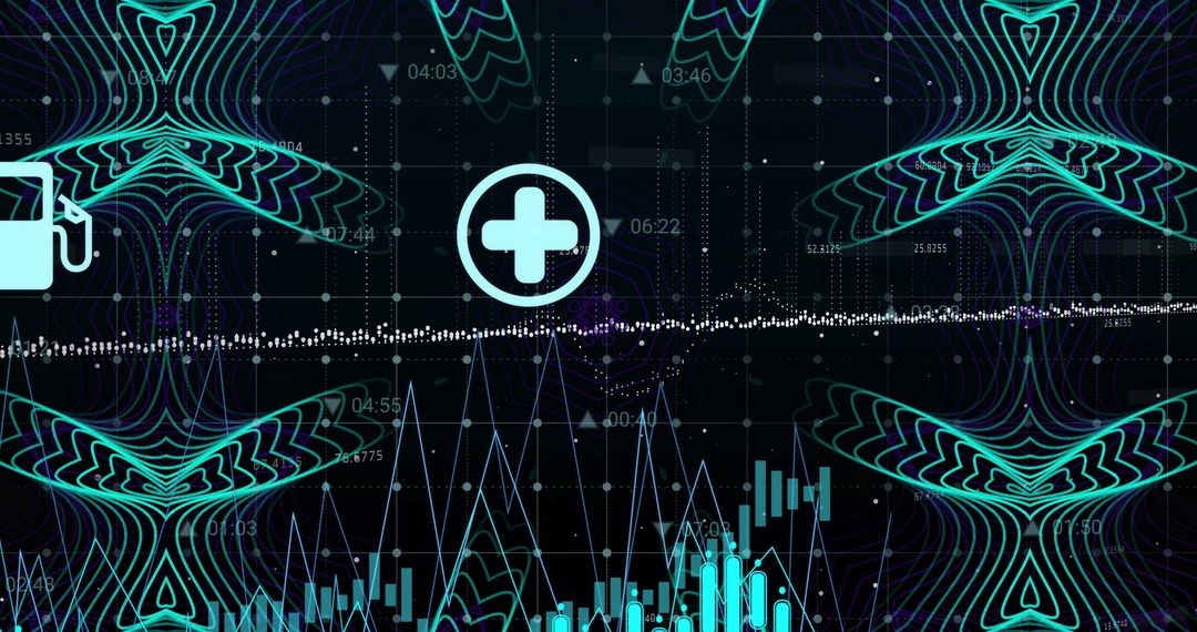 Futuristic Digital Dashboard with Data Visualizations and Analytics Icons