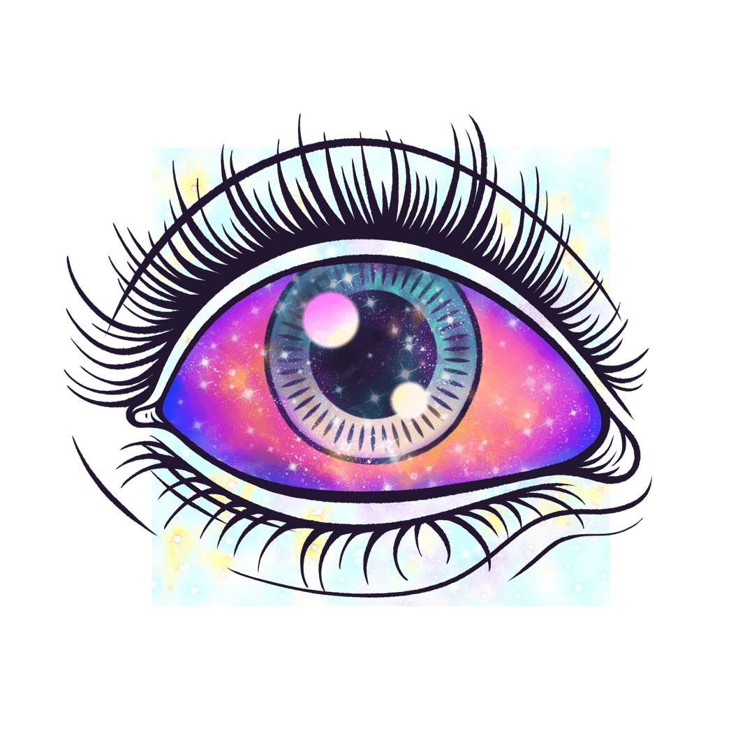 Cosmic Eye Floating with Galaxy Iris on Transparent Background