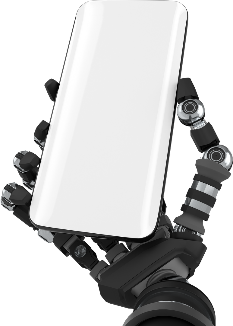 Robotic Hand Holding Smartphone on Transparent Background Digital Illustration - Download Free Stock Images Pikwizard.com