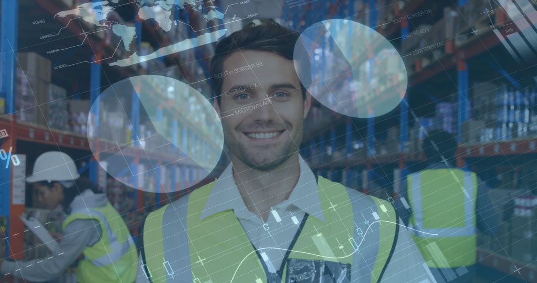 Warehouse Worker Analyzing Digital Data Projections in Storeroom - Free Images, Stock Photos and Pictures on Pikwizard.com