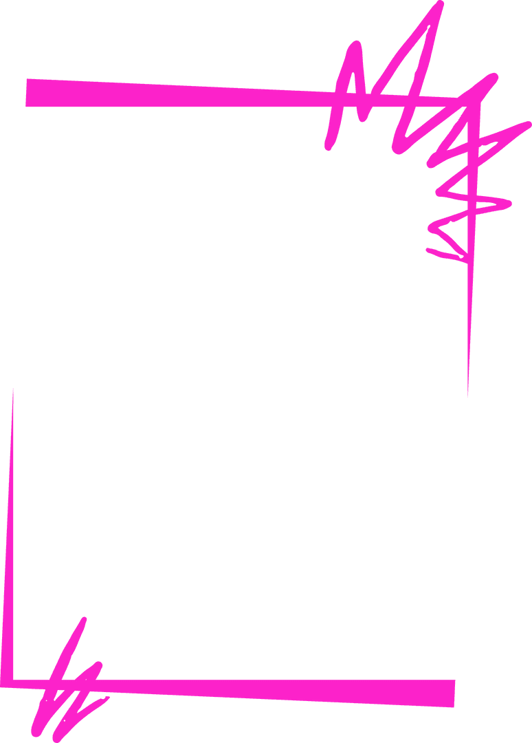 Vibrant Magenta Scribble Frame on Transparent Background