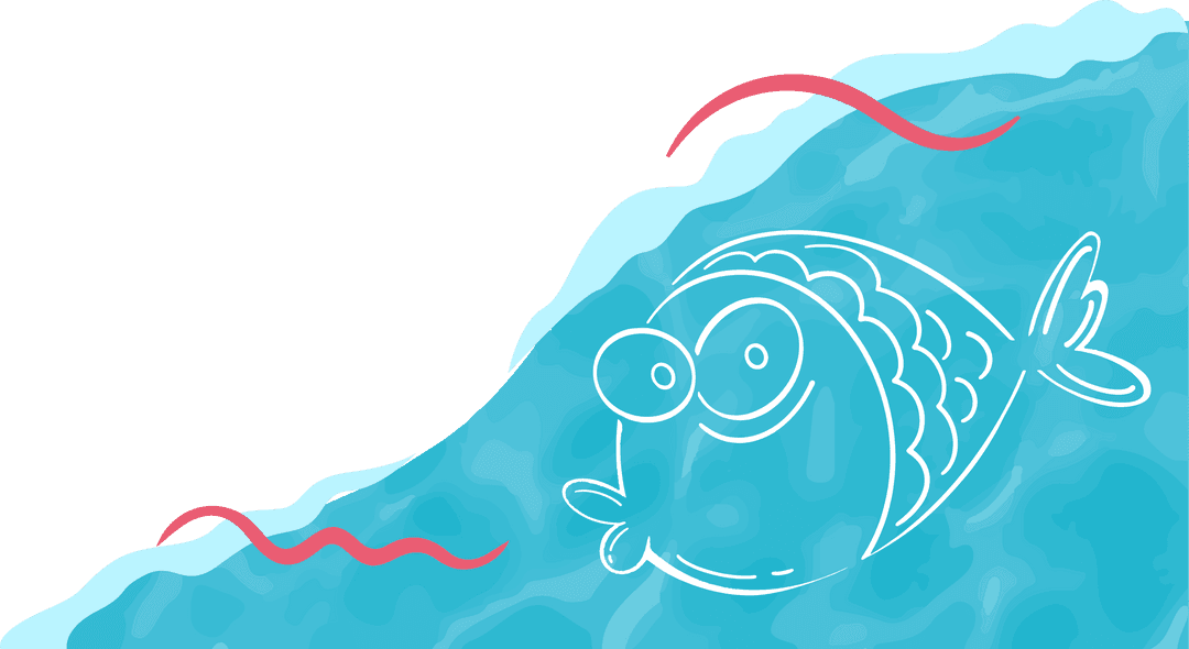 Playful Cartoony Fish on Transparent Water Background