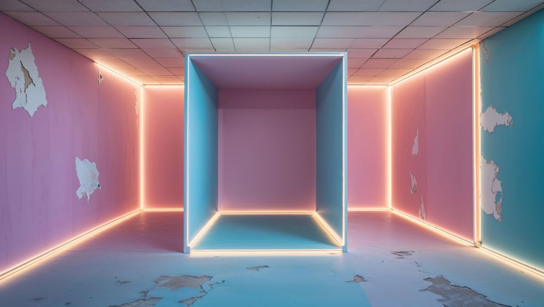 Futuristic Art Installation in Abandoned Gallery