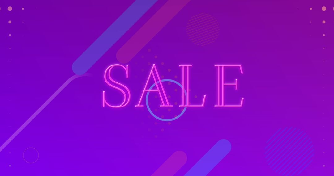 Neon Sale Banner on Purple Background with Dynamic Design