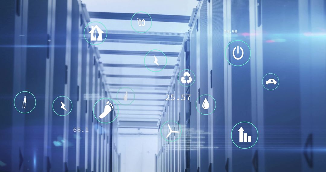 Digital Eco-Friendly Data Center with Virtual Icons