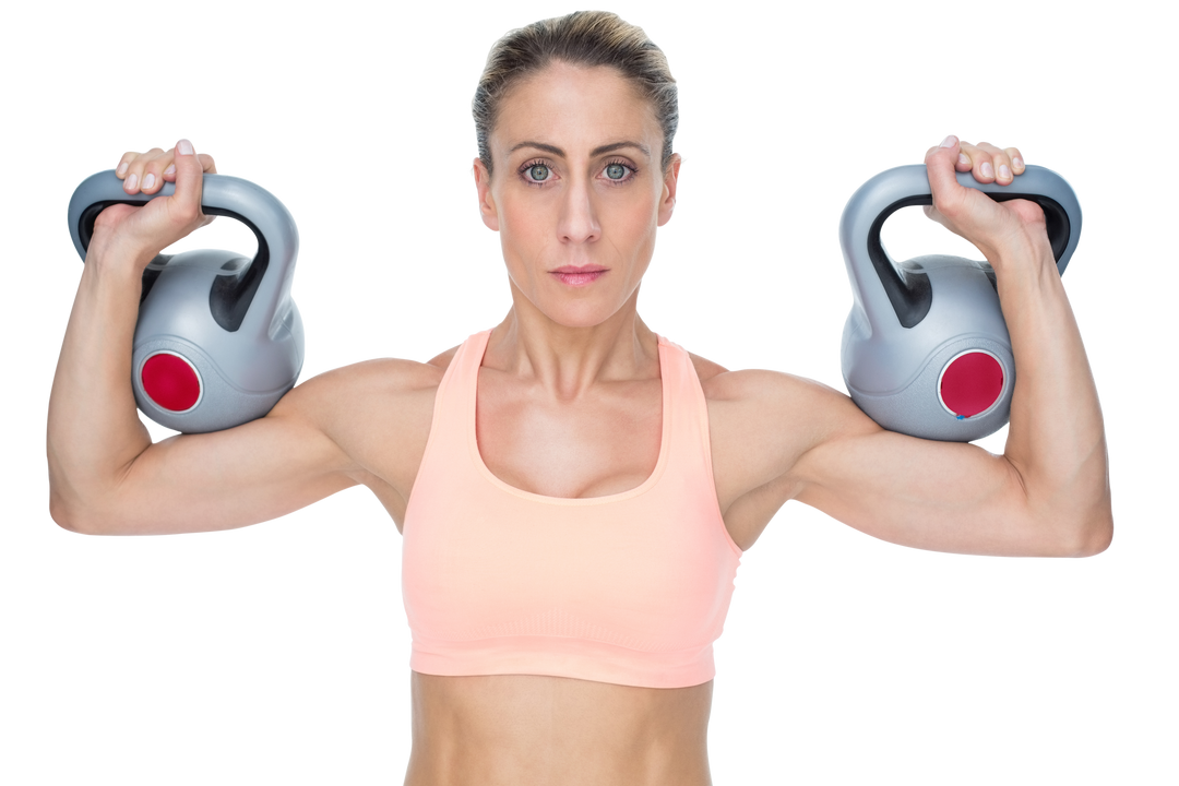 Serious Female Crossfitter Lifting Kettlebells on Transparent Background - Download Free Stock Images Pikwizard.com