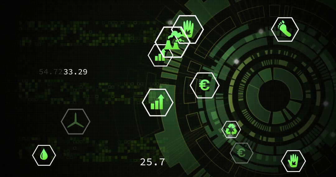 Eco-Friendly Digital Interface with Computing Data Icons
