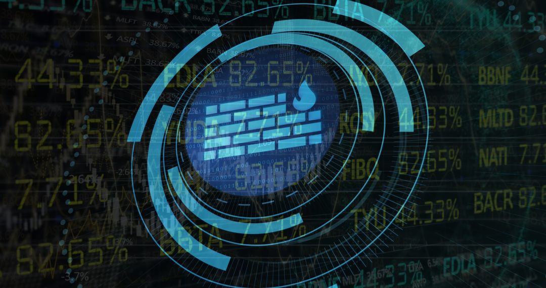 Digital Interface with Stock Market and Security Lock Symbol