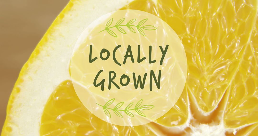 Close-Up of Fresh Orange with Locally Grown Signage