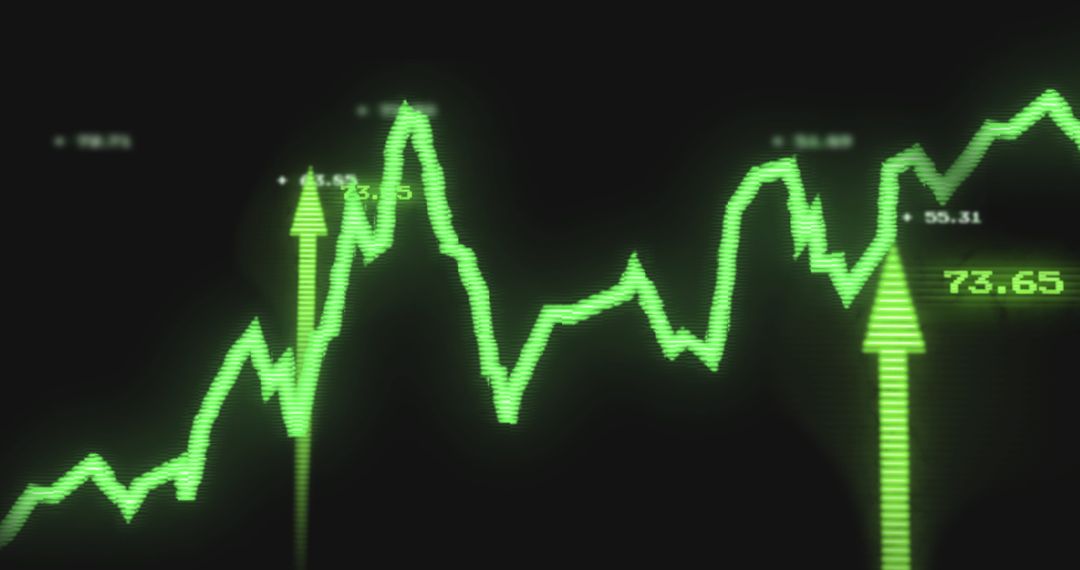 Dynamic Green Stock Market Chart with Upward Arrows